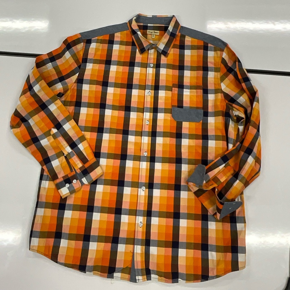 Chip & Pepper Long Sleeve Button Up Shirt Men's XXL Cotton Navy/Gray/White Plaid